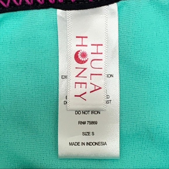 NWT Hula Honey Bikini Bottoms Small Strappy Open Sides Colorblock Whipstitch - Picture 6 of 8